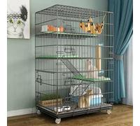 3/4-Tier Collapsible Cat Cage with 360°Caster Wheels, Cat Enclosure Indoor with Platforms and Ladder, DIY Cat Playpen with Tray, Detachable Metal Wire Kennels Crate,Black-28x20x44