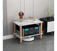 3/4 Tier HiFi Rack with Tempered Glass Shelves - Media Storage Cabinet & Audio Racks - Shock-Absorbing Solid Wood Legs - Stylish White Finish (2 Tier)