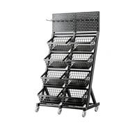 3/4 Tier Metal Retail Display Rack with Wheels Versatile Storage Stand for Home & Kitchen Black 73x40x137.5cm Perfect for Markets and Events