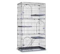 3/4-Tier Wire Cat Cage Playpen Kennel, Cages Enclosure with Cat Hammock, Cat Crate with 3 Platforms, 3 Front Doors and 2 Ramp Ladders, Detachable Metal Kennels,C-33 * 24 * 64