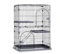3/4-Tier Wire Cat Cage Playpen Kennel, Cages Enclosure with Cat Hammock, Cat Crate with 3 Platforms, 3 Front Doors and 2 Ramp Ladders, Detachable Metal Kennels,C-30 * 20 * 35