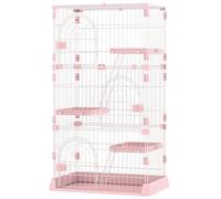 3/4-Tier Wire Cat Cage Playpen Kennel, Cages Enclosure with Cat Hammock, Cat Crate with 3 Platforms, 3 Front Doors and 2 Ramp Ladders, Detachable Metal Kennels,A-33 * 24 * 64