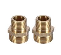 3/4" to 1/2" Brass Hex Nipple, Brass Pipe Fitting Reducing Hex Nipple Bushing Male Pipe Adapter Water Tube Fittings((Thickening) 2pc)