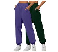 3/4 Trousers for Women UK Women's Cinch Bottom Sweatpants Joggers Pockets Pants and Baggy Elastic Waist Trousers for Casual Hip Hop, Gym and Jogging