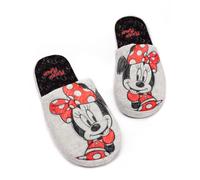 Disney Minnie Mouse Slippers for Women | Ladies Adults Animated House Shoes Merchandise Gifts for Her | Grey Foam Slip On 3-4 UK