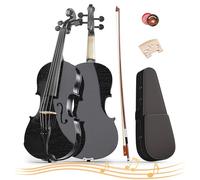 3/4 Violin for Beginner, Violin 3/4 Size for Kids Age 9-12, Student, Acoustic Fiddle with Hard Case, Bow, Rosin, Bridge (Black)