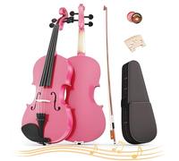 3/4 Violin for Kids Age 9-12, Violin 3/4 Size for Beginner, Student, Acoustic Fiddle with Case, Bow, Bridge, and Rosin (Pink)