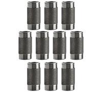 3/4"x 2" Industrial Pipe - Home Expert 10 Pack Primary Color Malleable Cast Iron Pipe Heavy Duty Pre Cut Metal Pipe Threaded Gray Pipe Fitting for Industrial Vintage Style DIY Project