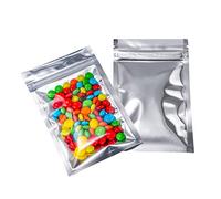 3.4 x 5.5 Inch Mylar Bags Resealable Small Foil Pouch for Food Storage Clear Silver Plastic Ziplock Packaging Bag Candy Jewelry Lip Gloss Sample Packet Smell Proof Bags(100 Pack)