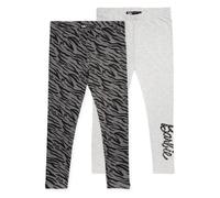 Barbie Leggings 2 Pack Girls | Kids Zebra Animal Print Black Grey Trousers with Elasticated Waist | Presents for Her 3-4 Years