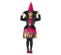 (3-4 Years, Black/Pink/Orange) Smiffys Girls Witch Sunset Costume Set