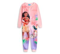 Disney Moana Girls Pink & Purple Zip-Up Onesie | Long Sleeve Microfleece Sleepwear & Loungewear | Character Pyjamas for Bedtime & Home | Kids Merch - 3-4 Years