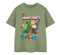 (3-4 Years, Green) Minecraft Boys Boom Cotton T-Shirt