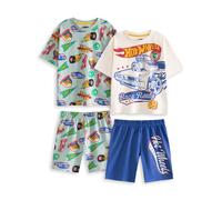 Hot Wheels Retro Badges Multicoloured Short Sleeve Short Leg Pyjama Set | Boys' Sleepwear | Pack of 2 PJ Sets Featuring Cars & Logos Merch - 3-4 Years