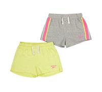 (3-4 Years, Light Grey Heather) Reebok Girls Cotton Blend Side Stripe Shorts (Pack of 2)