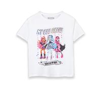 Monster High Girls T-Shirt | Kids My Boo Crew Short Sleeve Graphic Tee in White | Draculaura Frankie Stein Clawdeen Wolf TV Show Apparel Top | Fashion Cartoon Series Merchandise Gift