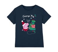 (3-4 Years, Navy) Peppa Pig Childrens/Kids George Pig Present Christmas T-Shirt