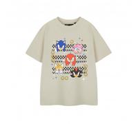 (3-4 Years, Oatmeal) Sonic The Hedgehog Boys Group Faces Short-Sleeved T-Shirt