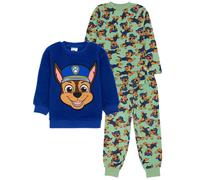 Paw Patrol Boys Pyjama Set | Kids Blue Borg Jumper With Matching Green T-Shirt Long Bottoms PJs | Movie Series Chase the Rescue Pup 3 Piece Pajama Nightwear Merchandise Gift for Children