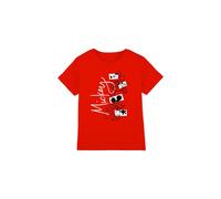 (3-4 Years, Red) Disney Childrens/Kids Mickey Mouse Geometric Shapes T-Shirt