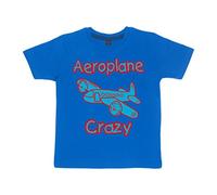 3-4 Years Royal Blue Children's T-Shirt 'Aeroplane Crazy with Red & Sky Blue Print