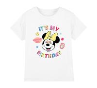 (3-4 Years, White) Disney Childrens/Kids It's My Birthday Minnie Mouse T-Shirt