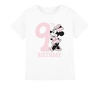 (3-4 Years, White) Disney Childrens/Kids Minnie Mouse 9th Birthday T-Shirt