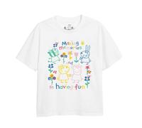 (3-4 Years, White) Peppa Pig Girls Fun Friends Outline T-Shirt