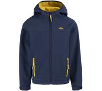 (3-4 Yrs, Navy/Sulphur) Trespass Kids Faster Hooded Outdoor Walking Softshell Jacket - Navy/Sulphur