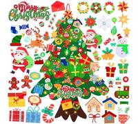 3.45ft Felt Christmas Tree for Toddlers Kids, Velcro Wall Hanging Christmas Trees Diy Xmas Tree Decorations, 3D Flat ChristmasTree Set with 50 Pcs Ornaments, Home Door Window Decoration (50 pieces)