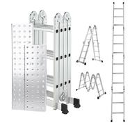 3.46m Lightweight Aluminium Folding Multi-position Work Platform Ladder Samuel Alexander Silver One Size