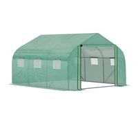 3.47 x 3 x 2m Walk-in Tunnel Greenhouse w/ Roll Up Door and 6 Windows