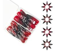3 48PCS Spiderweb & Floral Fake Nails Easy Apply Press on for Daily Use & Special Occasions Wine Red Fake
