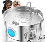 3.4Gal Dog Water Fountain for Large Dogs, Extra Large Stainless Steel Pet Water Fountain, Round Dog Water Bowl Dispenser with Metal Handle, Water Level Window for Multi Pet Home