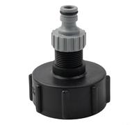 3/4in IBC Tank Adapter with Outlet Tap for 1000L Rain, S60x6 Thread, Strong Brass and Plastic Water Pipe Connector Black(plastic connector)