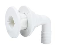 3/4in Thru Hull Fittings for Boats, 90-Degree ABS Plastic Through Hull Fitting, Thru-Hull Connector Fitting, Boat Plumbing Fittings Accessory, Thru Drain Connector for Boats, Yachts, Marine (White)