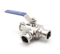 3/4inch 19mm 304 Stainless Steel Ball Valve Three Way 1.5inch 50.5mm Tri Clamp Ferrule Type(T Type)