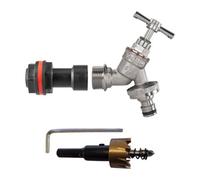 3/4Inch Bsp Water Butt Extension Kit With Nickel Plated Brass Tap Quick Connect Hose Fitting And 27mm Hss Hole Saw