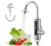 3.4kW Instant Hot Water Faucet for Kitchen - Electric Boiling Water Tap with Digital Display (30-50°C), 360° Swivel & Dual Spray, Fast Heating Water Heater for Sink, 220-240V