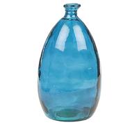 3.4L Vintage Large Tear Shaped Stem Coloured Recycled Durable Glass Flowers Table Centrepiece Vases (Blue)