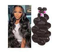 3/4Pcs Body Wave Hair Bundles Double Weft Brazilian Human Hair Bundles 8-32 Inch Natural Black Remy Hair Extension for Women(24 24 24 24)