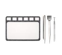 3/4Piece Bead Crafting Set Nonslip Felt Tray 6 Compartments Stainless Steel Scoops Jewelry Tools Bead Craft Mat Beadwork Tray with ABCDEF Grids