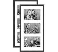 3-4x6 inch Multiple Picture Frame, Collage Gallery Certificate Documents, Photo Gallery with Mount and 3 Photo Cut-Outs for Photos 3-10 x 15 cm, Black, Set of 2