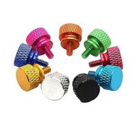 3/5/10pcs 6#-32x6 /M3.5 Aluminum Step Thumb Screw Computer Case Knurled Hand Screws Anodized 11 Colors(Shiny silver,5pcs)
