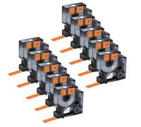 3/5/10Pcs Label Tapes Compatible with A18444 A18445 A18432 A18435 12mm Tape for Industrial 1000 5200 Maker(10PK Black on Orange)