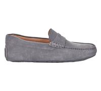 BOSS Mens Noel Mocc Portuguese-Crafted Moccasin Loafers in Suede with Penny Trim Size 8 Grey