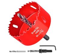 3-5/32Inch / 80mm Hole Saw for Wood, Plastic Board, Ceiling,Drywall, and Metal Sheet - HSS Bi-Metal Hole Cutter with Pilot Drill Bit
