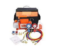 3.5/4.5CFM Single Stage Rotary Vane HVAC Air AC Vacuum Pump & A/C Refrigerant Kit Manifold Gauge Set for Air Conditioning Garden Tools(3.5CFM A2L)