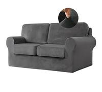 3/5/7-Piece Stretch Velvet Sofa Covers Plush Non-Slip Couch Slipcovers for 3-Cushion Sofas Soft Furniture Protector for Living Room Pet-Friendly Dark Gray (M) - Buy 1 Get 10 Free!