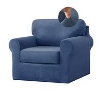 3/5/7 Pieces Stretch Velvet Plush Sofa Covers Non-Slip Furniture Protector for 3-Cushion Couch Soft & Durable Dog & Cat Friendly Slipcovers - Buy 1 Get 10 Free (S Blue)